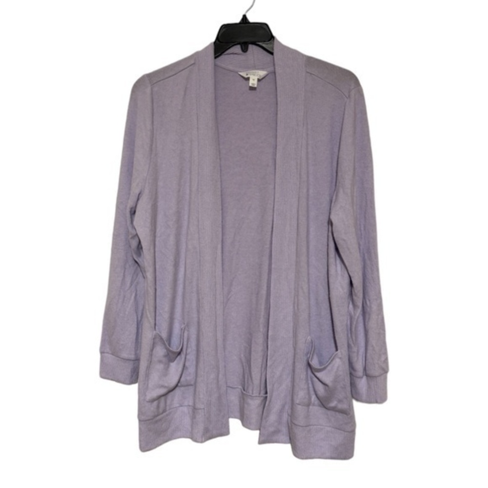 Market & Spruce Womens Knit Cardigan Purple Pockets Open Front Size XXL